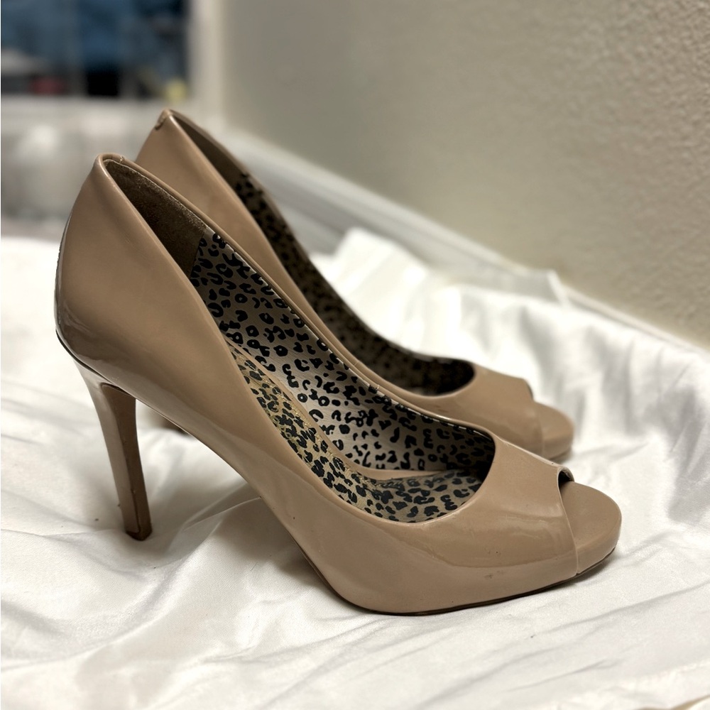 Tan Peep Toe Heel Size 7